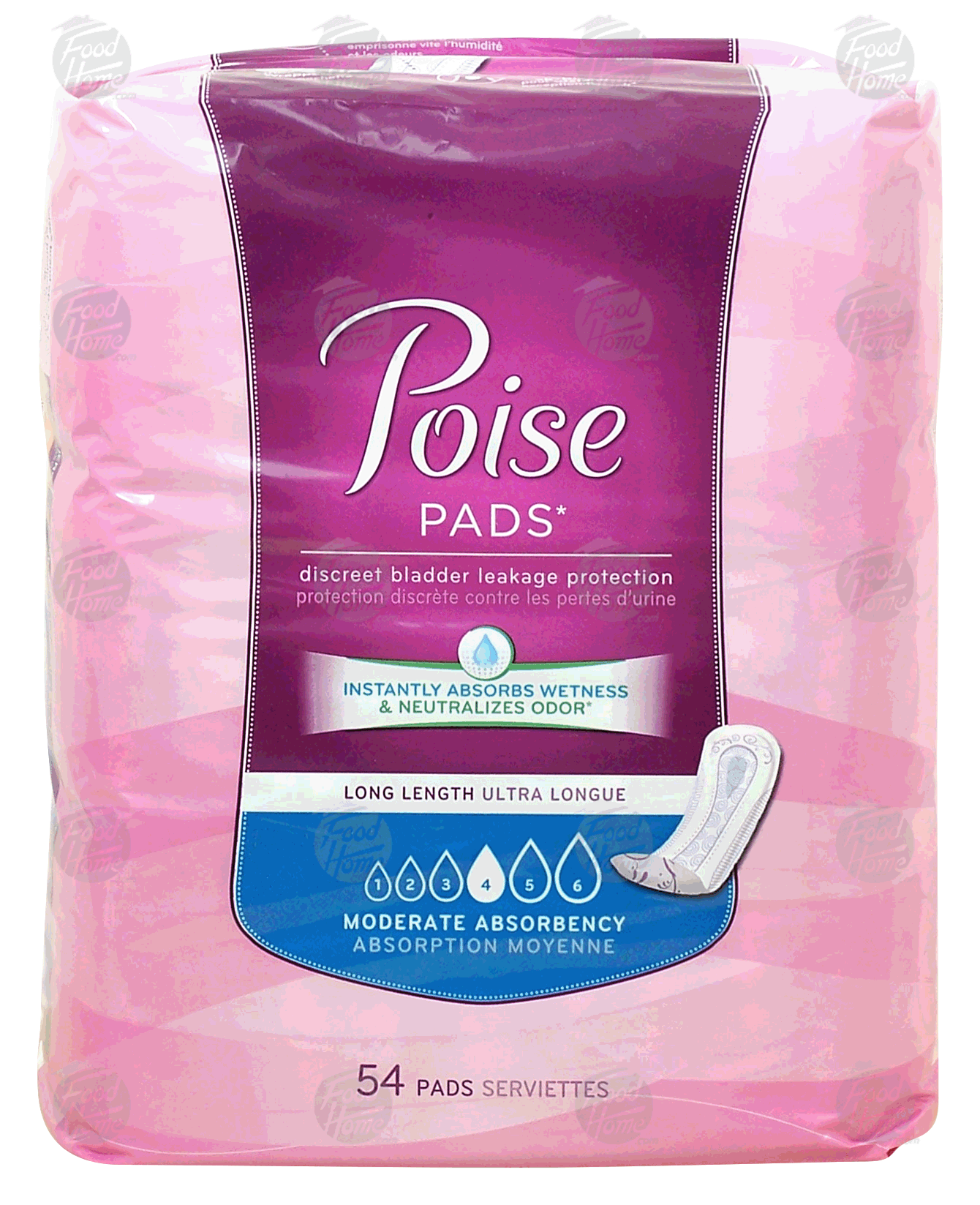 Poise Pads discreet bladder leakage protection, long length, moderate absorbency Full-Size Picture